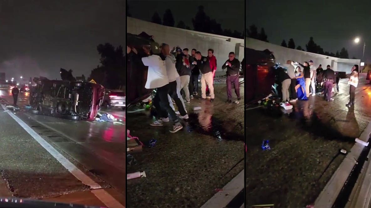 Good Samaritans pull driver from vehicle that flipped over on the 10 Freeway